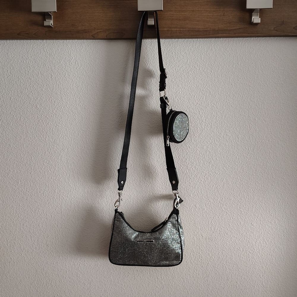 Aldo Black and Silver Crossbody Bag - Picture 7 of 11